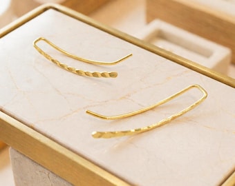 925 Sterling Silver Ear Climber Earrings - Ear Climbers - Silver Earrings - Ear Crawlers - Ear Sweep - Minimalist Earrings