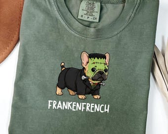 French Bulldog Halloween Shirt,FrankenFrench Comfort Colors Tee,Spooky Puppy Tshirt,Funny Dog Graphic,Pet Lover Gift,Fall Costume,Dog Moms