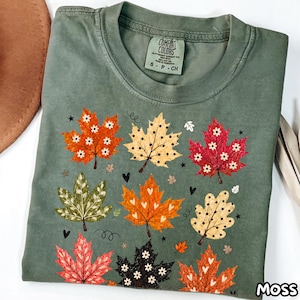 Fall Leaf Comfort Colors Shirt,Autumn Foliage T-shirt,Botanical Floral Tee,Cottagecore Harvest Gift,Thanksgiving Outfit,Colorful Cute Top