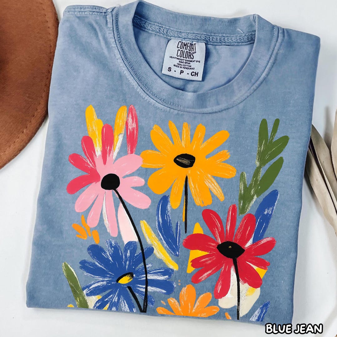 Spring Color Shirts Comfort Colors Spring Shirt,colorful Floral T-shirt,garden Shirt,hand ...