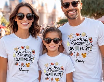 Custom Disney Epcot shirt ,Snacking Around the World T-Shirt,Matching Disney Family shirts,Disneyworld shirt,Disney Vacation Shirt.