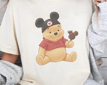 Retro 90s Disney eddy Winnie the Pooh Mickey Ice Cream Comfort Color Shirt, Winnie the Pooh Mickey Head Shirt, Disneyworld Shirt, WDW shirt.