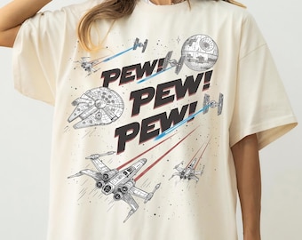 Retro Disney Vintage Star Wars Starship Battle Shirt, Pew Pew Pew Sci-Fi Spaceship Tee, Galaxy Edge Family Matching Tee, Comfort Color Tee.