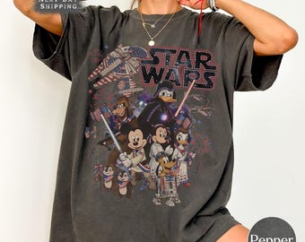 Comfort Colors® Star Wars 4th Of July Shirt, Mickey and Friends Jedi Tee, Disney 4th Of July Shirt, Disney World Shirt, Gift for Disney Fans