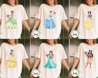 Disney Princess Shirt,Disney Teddy Princess Mickey Ice Cream Shirt,Princess Mickey Head Shirt,Disney Aurora Ariel Belle Cinderella Tiana Tee