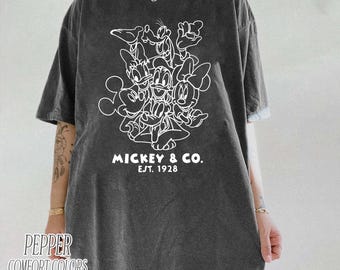 Retro Mickey & Co 1928 Comfort Colors Shirt,Disneyland Tee,Disneyworld Shirt,Mickey And Friends Family Shirt, Disney Gift,Disney trip shirt.