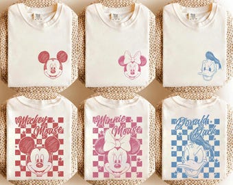 Vintage Disney Checkered Mickey&Friends Shirt Two Sided, Disney Family Vacation Tee, Walt Disney World Checkerboard Shirt, Comfort Color Tee