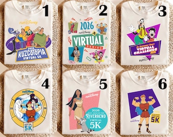 RunDisney Virtual Series 2026 Matching T-Shirt, Goofy and Max Running Shirt, Disney Virtual Race 5K Shirt, Disney World Marathoner Tee.