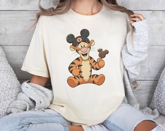 Retro 90s Disney Eddy Tigger Mickey Ice Cream Comfort Color Shirt, Tigger Mickey Head Shirt,Winnie The Pooh tee,Disneyworld Shirt,WDW shirt.