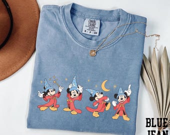 Walt Disney Fantasia Mickey Watercolor T-Shirt, Fantasia Mickey Shirt, Comfort Color®, Mickey Sorcerer Tee, Disneyland Family Matching Shirt