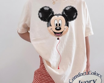 Comfort Colors® Disney Mickey Balloon Shirt, Retro Mickey Tee, Disney Birthday Shirt, Family Matching Tee, Disney Trip Tee, Disney World Tee
