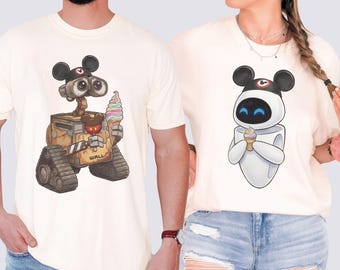 Comfort Colors® Disney Pixar Wall-E And Eve Couple Shirts, Disney Couples Shirts, Wall-E and Eve Matching Shirt, Disney Trip Tee, WDW Shirts