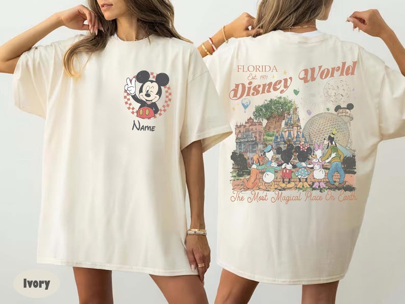 Custom Disneyworld Mickey And Friends Shirts, Custom Name Disney Family Shirts, Magic Kingdom shirt, Disney trip shirt, Family Vacation tee. afbeelding 3