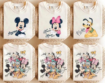 Camisa retro de 2 lados con personajes personalizados de Mickey y sus amigos, camisa mágica, camisa de personajes de Disney, camisa familiar de Disney, regalo para ella.