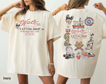 Retro Walt's Ink & Paint Tattoo Shop 2 side Shirt,Disney Flash Tattoo shirt,Walt Disney World trip tee,Magic Kingdom tee,Comfort Colors tee.
