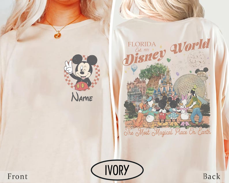 Custom Disneyworld Mickey And Friends Shirts, Custom Name Disney Family Shirts, Magic Kingdom shirt, Disney trip shirt, Family Vacation tee. afbeelding 6