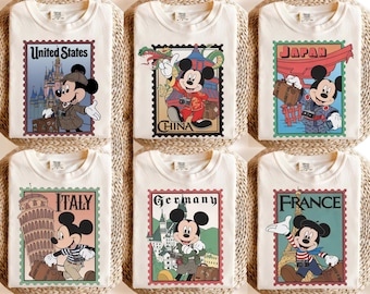 Comfort Colors Mickey Mouse EPCOT World Showcase Shirt, Travel Around The World Stamp Tee, Disney World 2026 Family Trip, WDW Vacation Tee.