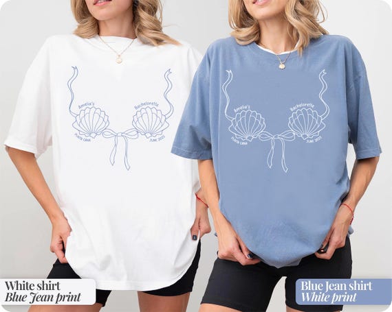 Mermaid Bachelorette Seashell Bra Bikini Shirts, Beach Bach Party Bra, Bridal Shower Shirt Gift
