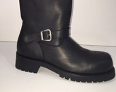 New never used 14 inches  tall engineer boots thick leather dull finish men size 13.5