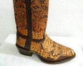 Hand tooled cowboy boot 14 to 18 inch high made to order any style from gallery or send picture and will replicate them.