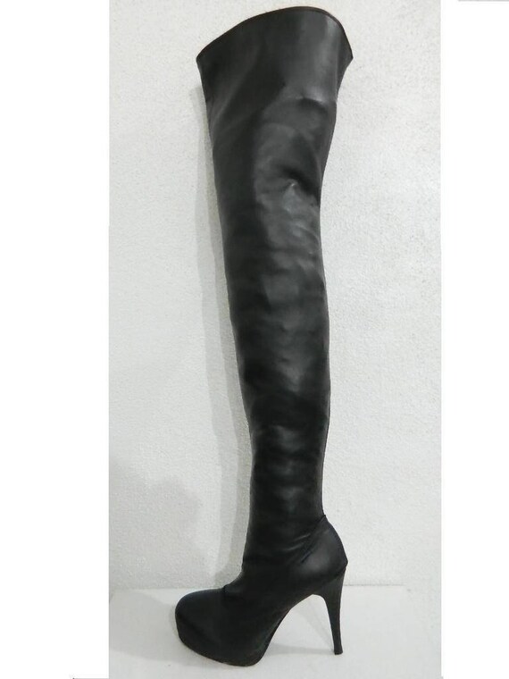 thigh high leather platform boots