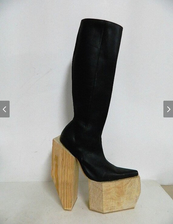 wooden platform boots