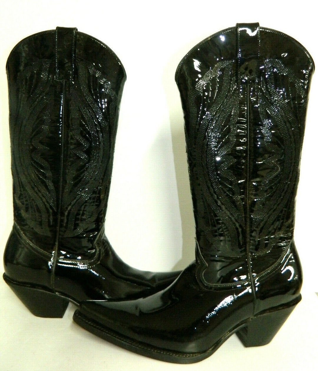 Made to Order Patent Leather Cowboy Boots 2.5 Inch High Heels Etsy