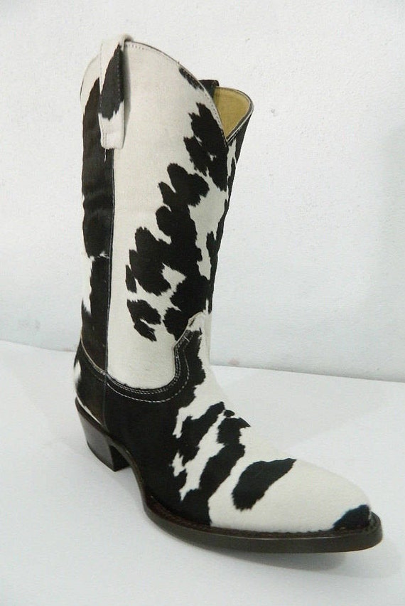 MEN Genuine caf hair cowboy boots made 