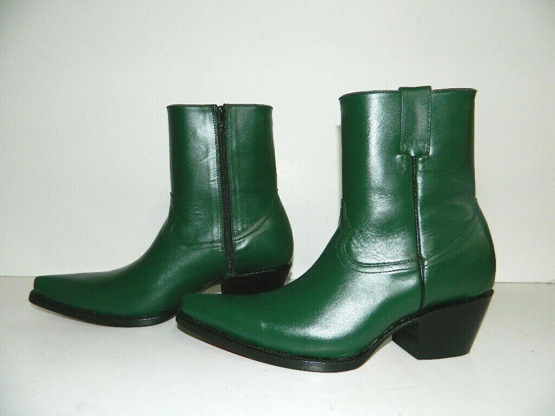 Men Size Made to Order Men Ankle Boot Green Genuine Leather - Etsy