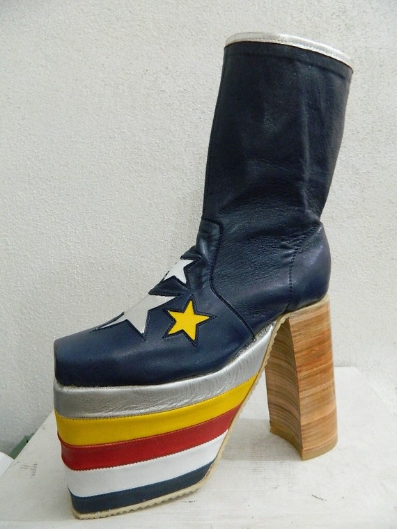 MEN Glam Platform Genuine Navy Leather 