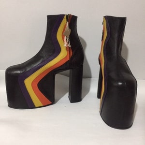 Made to Order Rainbow Lightbolt Design 5 Inch Platform Boots - Etsy