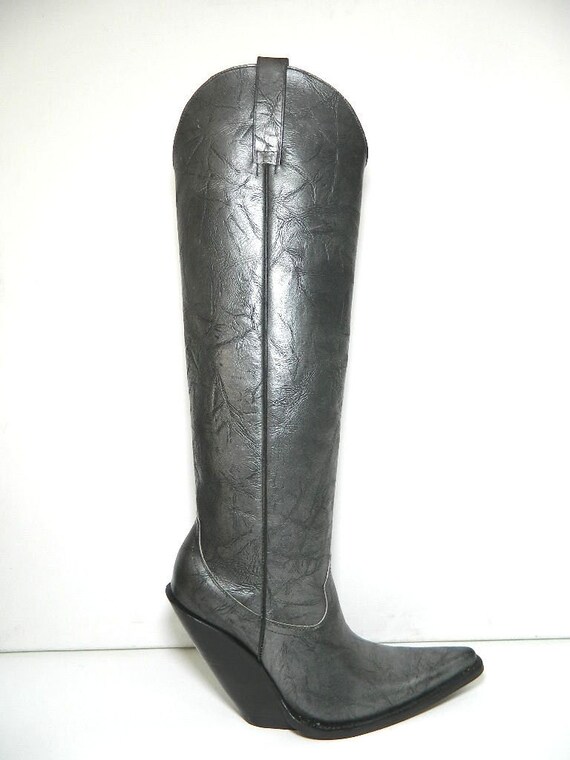 black and silver cowboy boots