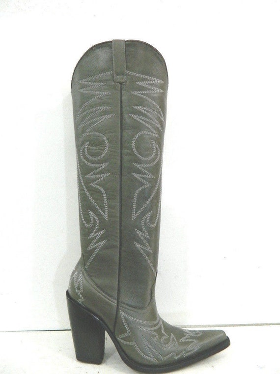 dark grey cowboy boots