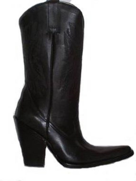 black heeled western boots