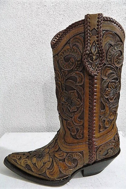 Hand tooled cowboy boot 3 style To choose from hand tooled | Etsy