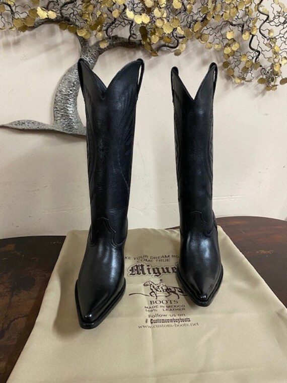 Sharp Toe Cowboy Boots 16 inch hoog met decoratieve stiksels - Etsy België