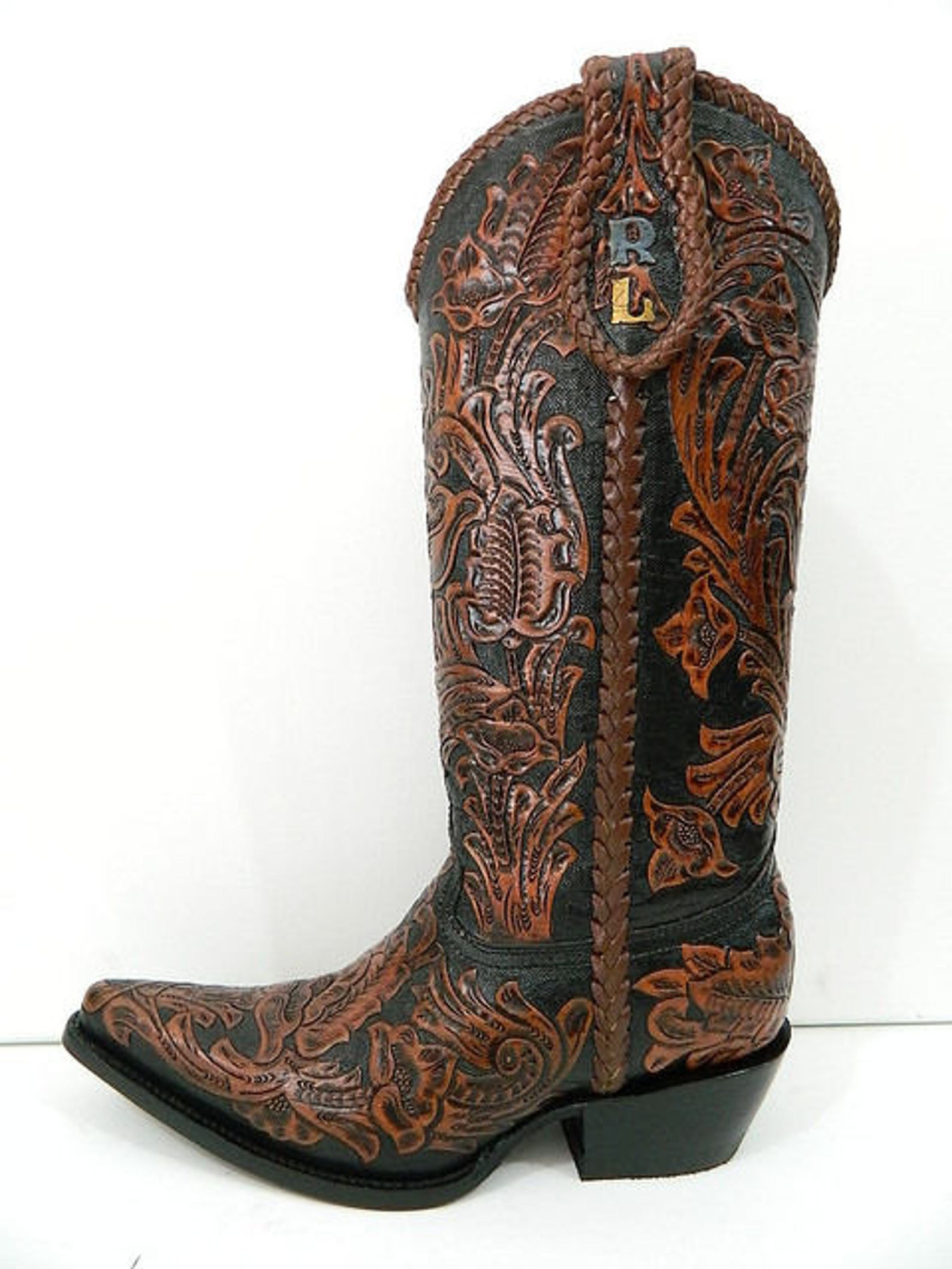 hand tooled cowboy boots mens