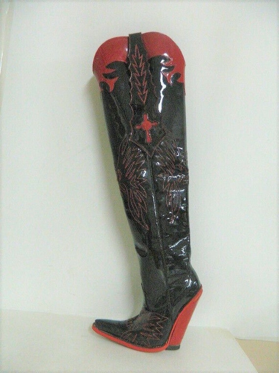 red patent leather cowboy boots