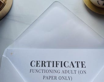 Funny Adulting Certificate | Relatable A5 Award (Instant Download)