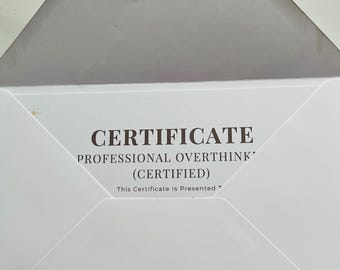 Professional Overthinker (Certified) | Funny Anxiety Printable | A5 Certificate | Calm Chaos | Instant Download