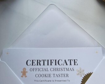 Official Christmas Cookie Taste Tester | Funny Holiday Printable | A5 Certificate | Christmas Gift | Instant Download