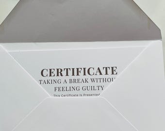 Funny Self-Care Certificate | Took a Break Award (A5 PDF)