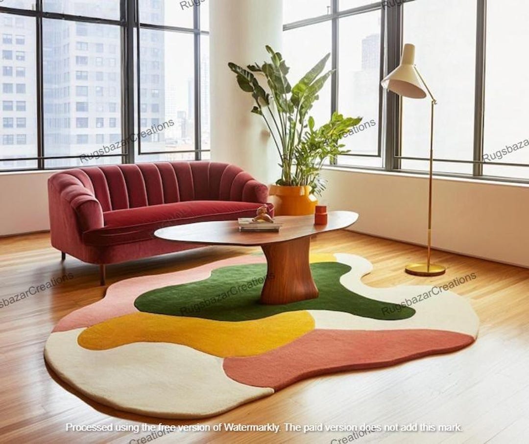Abstract Shape Rug – Modern Irregular Color Block Area Rug for Living ...