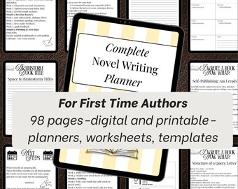 Novel Writing Planner for First Time Authors Guided Workbook with Writing Prompt Checklist publishing tips Beginner Writer Workbook