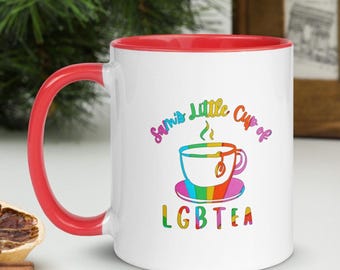 LGBTea Mug Funny Pride Coffee Cup LGBTQ Gift Idea for Friend Queer Affirmation Drinkware Rainbow Cup Tea Lover Present