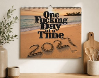 Funny 2027 Calendar Motivational Quote Daily Desk Planner Office Organizer Home Workspace Hanging Mount Beach Sunset Imagery Gift