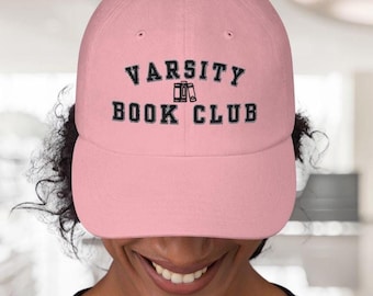 Book Club Hat Embroidered Varsity Vintage Baseball Cap for Readers Gift for Book Lovers Bookworms bookstore owner