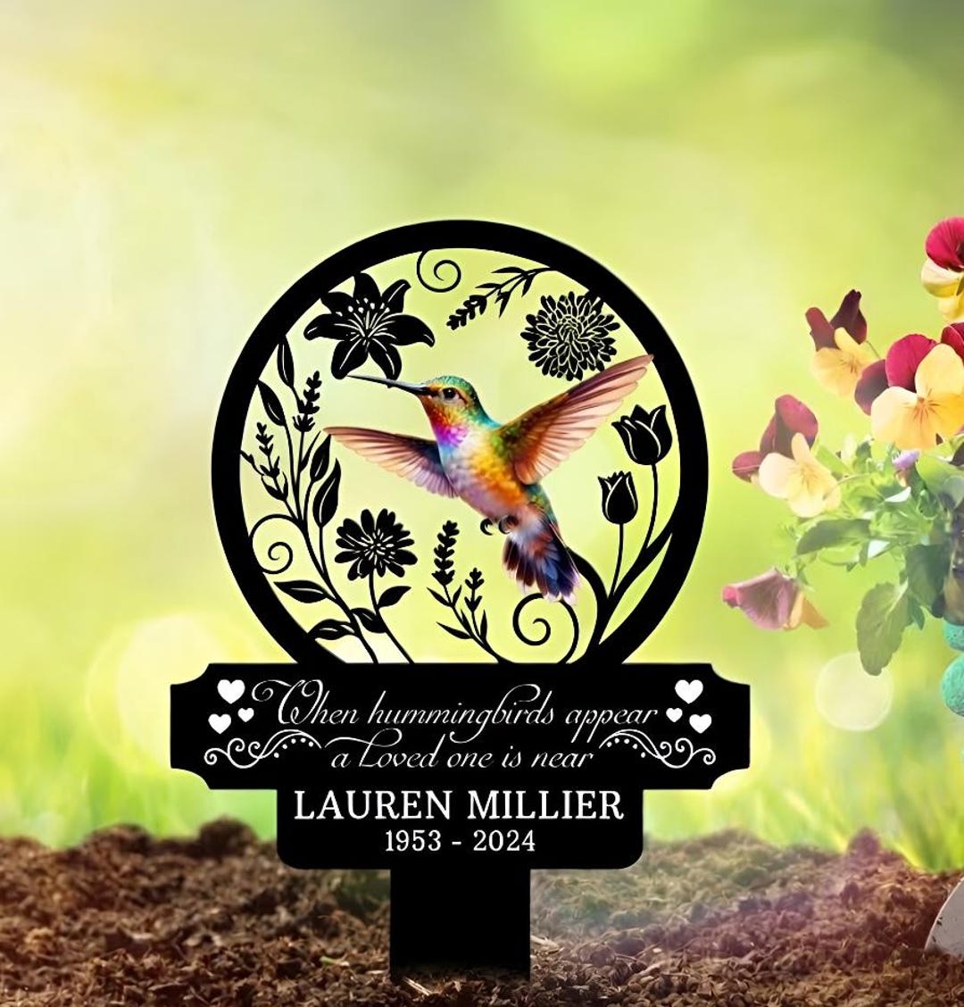 Custom Hummingbird Memorial Sign With Quote, Personalized Garden Stake ...