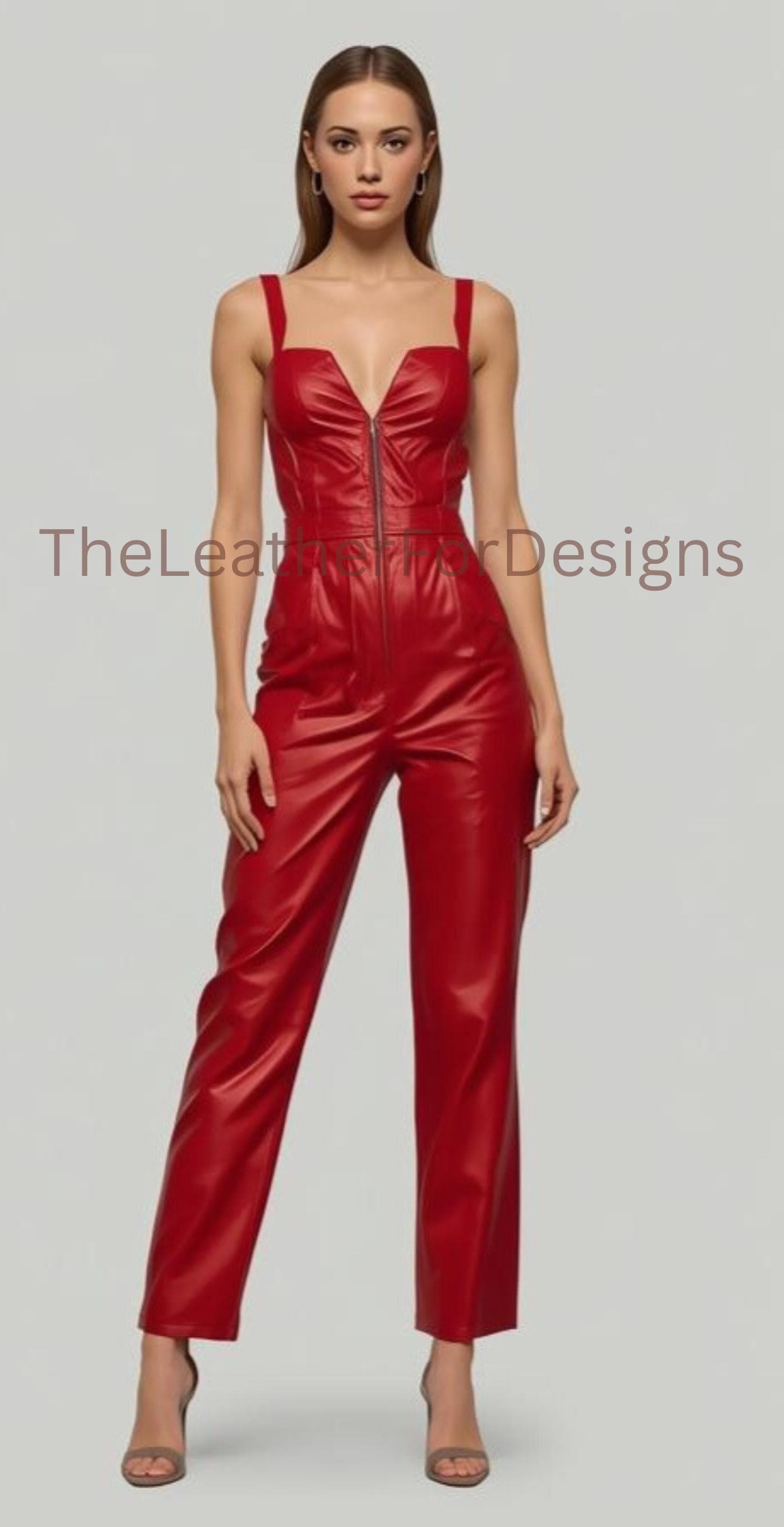 Red Leather Jumpsuit