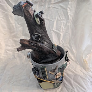 The Silicon Sapling - FVase with Driftwood & Computer Components | Tech Tree Art | Copper Inductor
